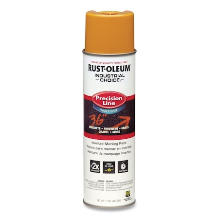 Rust-Oleum IC M1800 System Water-Based Precision Line Marking Paint, Gloss Yellow, 17 oz Aerosol Can, 12PK 203033