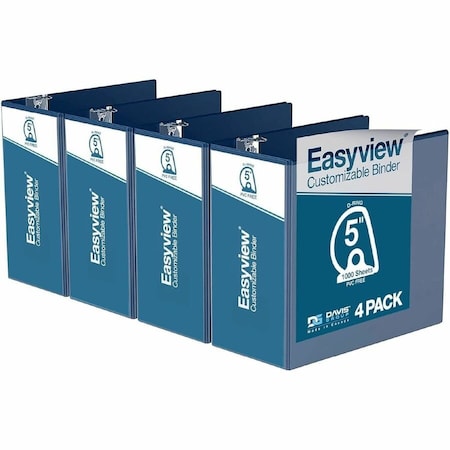 Davis Group Easyview Premium, Angle D Ring, Customizable, View Binder, (Royal Blue, 5"), PK4 8407-92-04