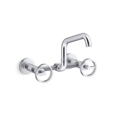 Kohler Billet Two-hole wall-mount bridge kitchen sink faucet 28666-9-CP