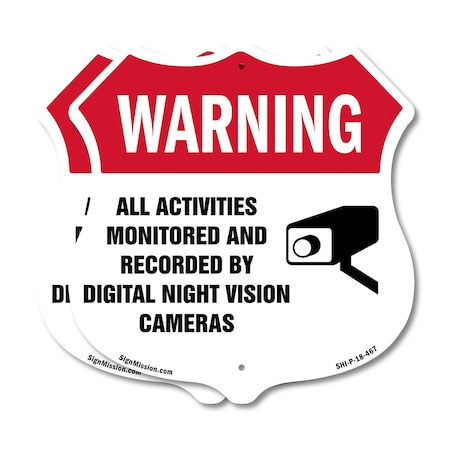 Signmission Video Surveillance Shield Label Set Warn, 18 inch X 18 inch, Plastic Sign, 2PK SHI-P-2PACK-18-467