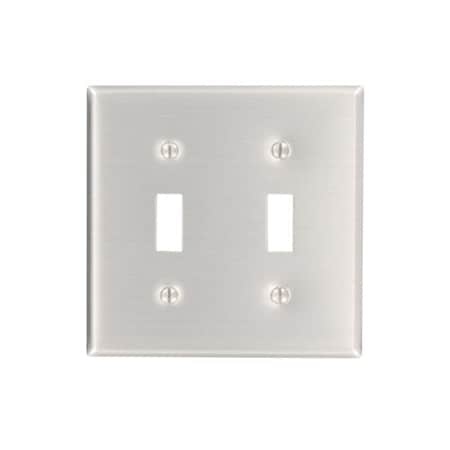 Leviton Switch Wallplate, Standard Size, Gang 2, Aluminum 83009