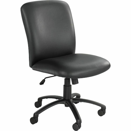 Safco Uber Chair, Black Seat, Black Back, 27 in W Seat: 20-3/4" L 44-3/4" H, No Arm, Vinyl Seat 3490BV