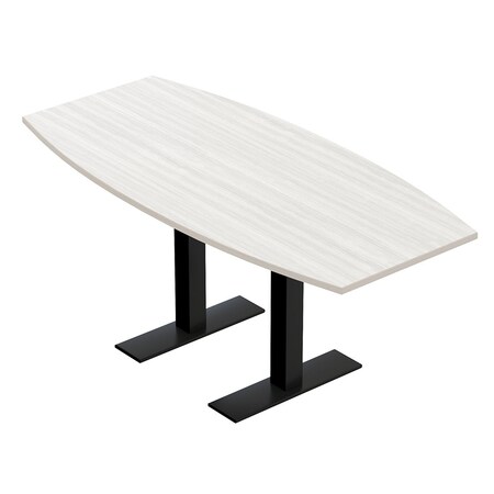 Skutchi Designs 6 Person Conference Table With Power Unit | 6' Boat Table | Harmony Series HAR-BOT-36X72-T.BK-WA7976-NA