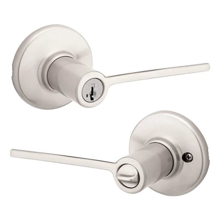 Kwikset 405LRL 15 SMT Entry Knob, Lever Handle, Satin Nickel, Zinc, Re-Key Technology: SmartKey, 3 Grade 405LRL RDT SMT 15