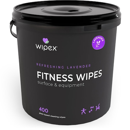 Wipex Plant-Based Fitness Wipes 400ct Buckets, Lavender Natural Gym Equipment Cleaning Wipes WX71945FLB