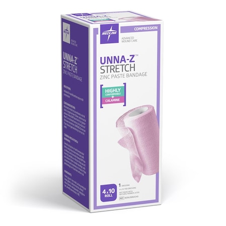 Medline Unna-Z Stretch Zinc Oxide Compression Bandage with Calamine, 4in x 10 yd. NONUNNAS40H