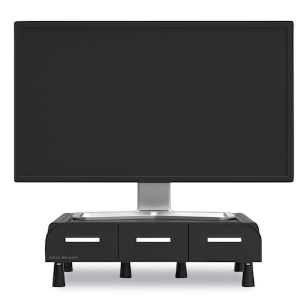 Mind Reader Perch Monitor Stand and Desk Organizer, 13.46in x 12.87in x 2.72in, Black/Silver MONSTA3D-BLK