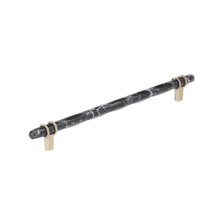 Amerock Carrione 10-1/16 inch 256mm Center-to-Center Marble Black/Golden Champagne Cabinet Pull BP36664MBKBBZ