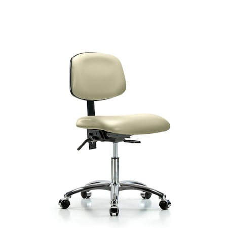 Blue Ridge Ergonomics Desk Chair Desk Chair, Vinyl, Chrome Tilt Casters, Wht, No Arms, 18" to 23" Height, Vinyl, Adobe White BR-VDHCH-CR-T1-A0-CC-8501