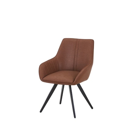 Homeroots Set of Two Brown and Black Faux Leather and Wood Dining Arm Chairs, 2PK 716264