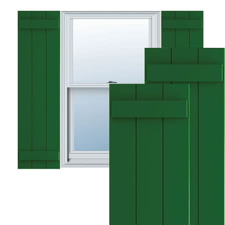 Ekena Millwork True Fit PVC Three Board Joined Board-n-Batten Shutters, Viridian Green, 16 1/8W x 45H, PR TFP101BBF16X045HG