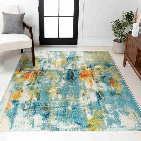 Jonathan Y Contemporary POP Modern Abstract Waterfall Blue/Cream 3 ft. x 5 ft. Area Rug CTP100A-3