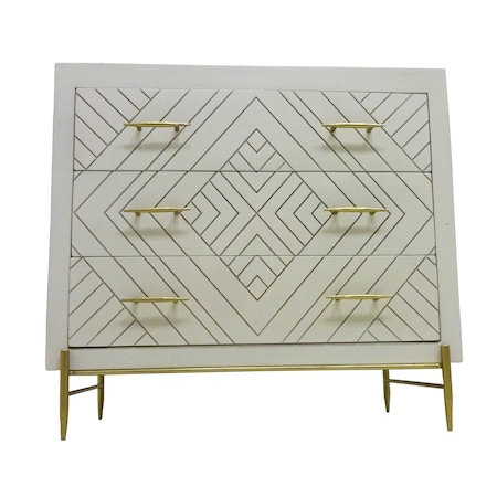 Homeroots 38" Ivory Solid Wood Three Drawer Dresser 489226
