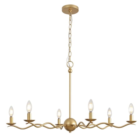 Jonathan Y Shana 35.5" 6-Light Grand Modern Transitional Adjustable Sculptural Wavy Arm Candle-Style Metal LED JYL9558B