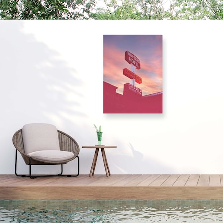 Trademark Fine Art Outdoor Canvas Art Pictufy Studio III Las Vegas Western Hotel Wall Art for Patios, or Gardens 1X27757-OC3547WR