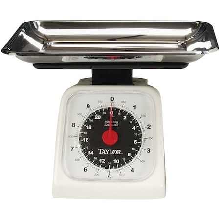 Taylor Kitchen Scale, 22 lb Capacity, Analog Display, Stainless Steel Platform, Styrene Housing Material 3880