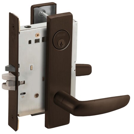 Schlage Grade 1 Mortise Storeroom Lock, Conventional Cylinder, 07 Lever, L Escutcheon, Dark Oxidized Satin L9080P 07L 613