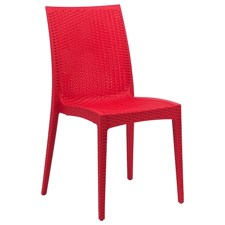 Leisuremod Weave Mace Indoor/Outdoor Dining Side Chair, Red MC19R