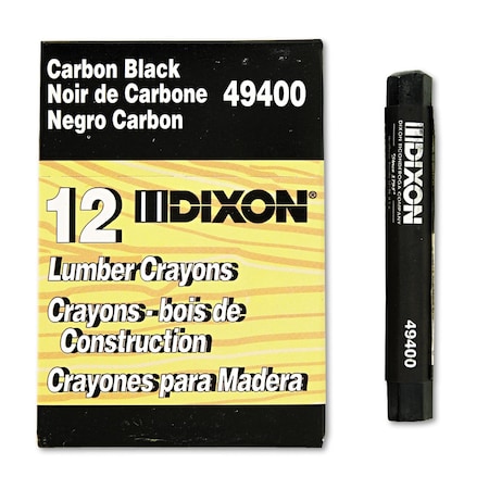 Dixon Ticonderoga Lumber Crayons, 4.5 x 0.5, Carbon Black, 12PK X49400
