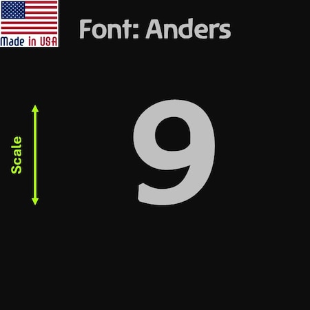 Aacc Self-Adhesive Vinyl Number: 9, Size: 8 cm. Color: Silver Font: Anders, 4PK AACC-Anders-N9-Silver-M8x4
