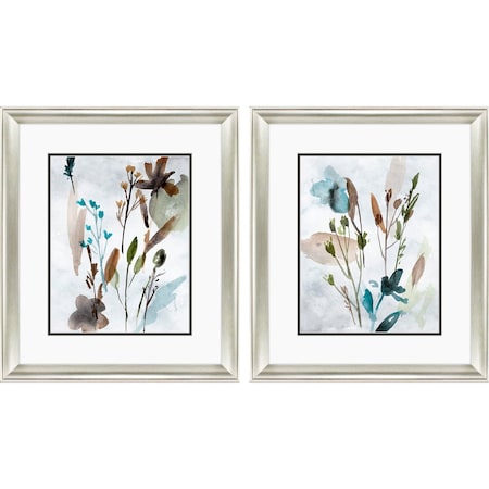 Homeroots Set Of Two Watercolor Wildflower Silver Framed Wall Art, 2PK 649149