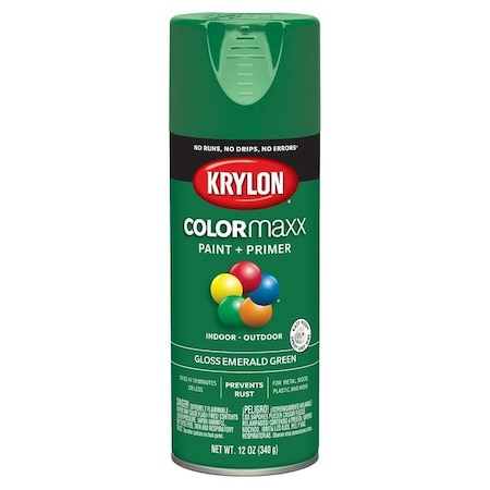 Krylon Enamel Spray Paint, Gloss, Emerald Green, 12 oz, Can K05517007