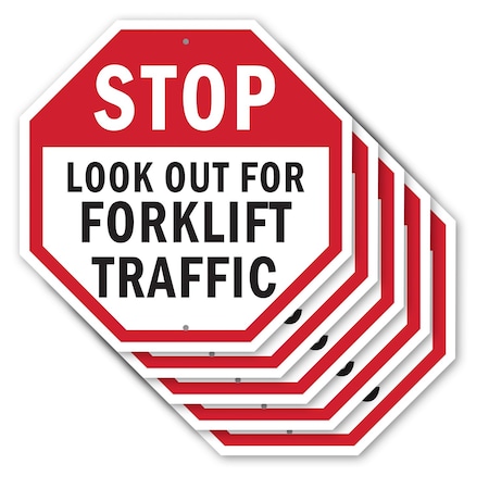 Signmission Stop Look Out for Forklift Traffic, 10 inch X 10 inch, Aluminum Metal Signs, 5PK OC-A-5Pack-10-41