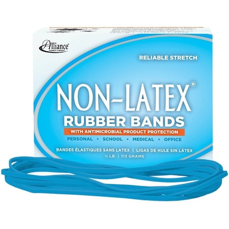 Non-Latex Alliance Rubber 42179 Rubber Bands with Antimicrobial Protection Size 117B, Cyan ALL42179