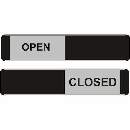 Seco Open/Closed, Aluminum, Plastic, 2" x 2.05 in, Self-adhesive OF140