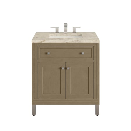 James Martin Vanities Chicago 30" Single Vanity, Walnut Whisper, w/ 3 CM Tajnar Eclos Top 503-V30-WLW-3TJR