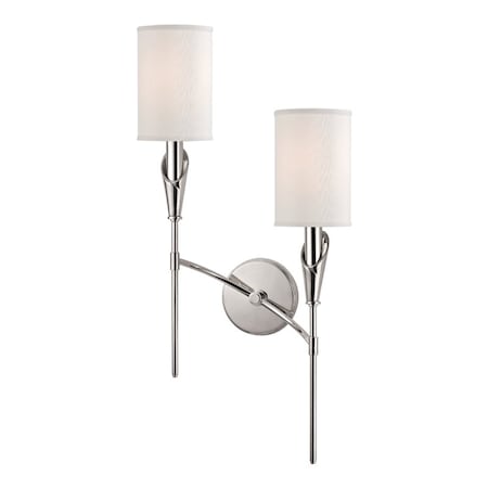 Hudson Valley Lighting Tate 2 Light Wall Sconce 13 In. Polished Nickel, right 1312R-PN