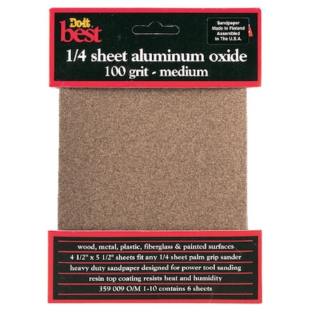 Do It Best 100 Grit 1/4 Sheet Power Sanding Sheet, 6PK 359009GA