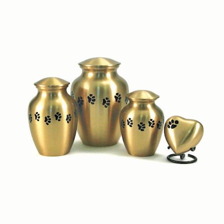 Jorgensen Laboratories Jorvet Small Pawprint Urn, Classic Brass J0316PPS