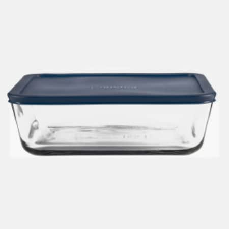 Anchor Hocking Food Storage Container, 11 Cup Capacity, Glass, Clear, 9.8 in W, 3.2 in H 85914L20