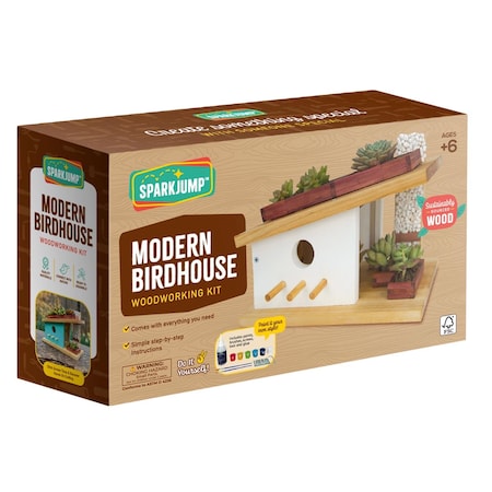Sparkjump Modern Birdhouse Woodworking Kit MBHWK04