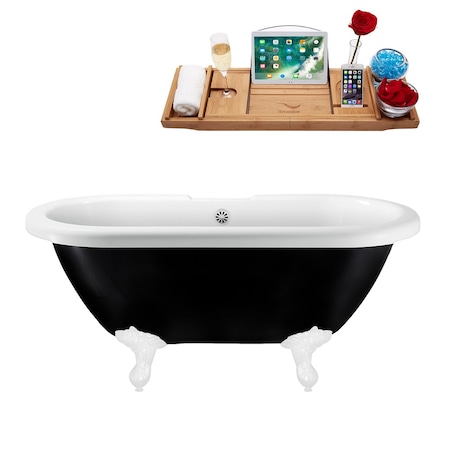 Streamline 59.1 in L, 28.3 in W, Glossy Black, Acrylic, Center N1120WH-WH