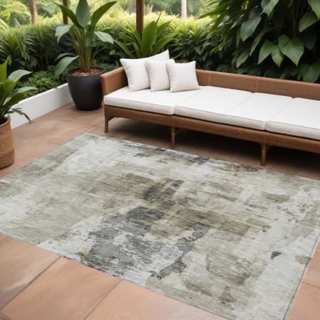 Homeroots 9' X 12' Taupe Ivory And Gray Abstract Washable Indoor Outdoor Area Rug 603153