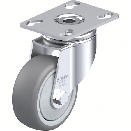 Zoro Select Plate Caster, Swivel, Rubber, 4 3/8"H LKPA-TPA 80KF