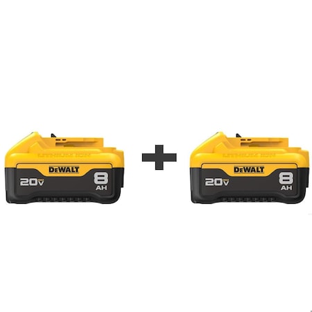 Dewalt Battery, (1) 8.0 Ah, Li-Ion, Bonus Battery DCB208