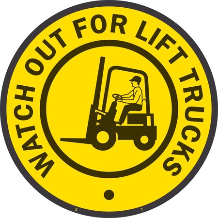 Lyle Watch Out For Lift Trucks (With Graphic), 9x9, Non-Reflective, Yellow G-17565-FD_9x9