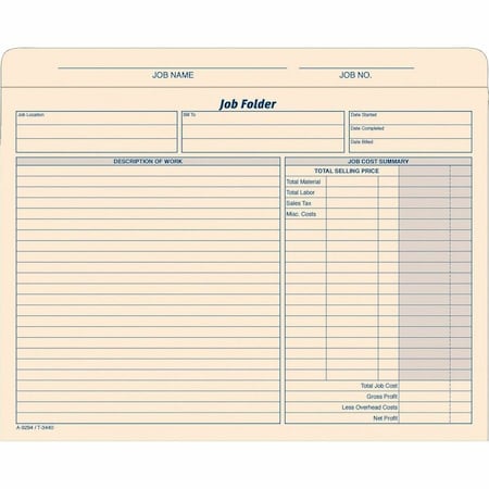 Tops Job Folder Jacket Envelopes- Manila Tag- 20 EA per PK 3440