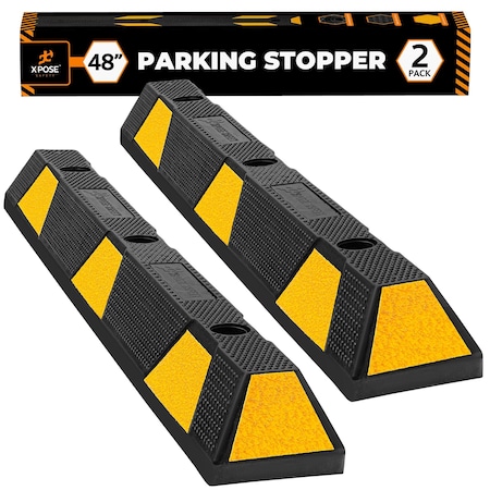 Xpose Safety Parking Block, Rubber, 4 in Height, 48 in Length, Black/Yellow 2 PK PBSY-4-2-X-S