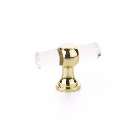 Schaub Lumiere Transitional Cabinet T Knob Acrylic Bright Brass Finish 411-03
