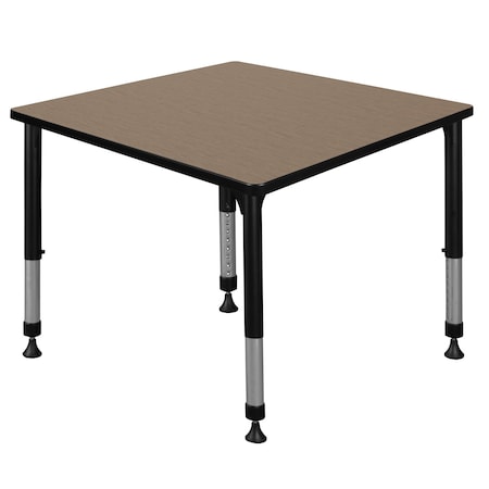 Regency Square Kee Height Adjustable Classroom Activity Table, 36 in W, 36 in L, Noble Oak TB3636NOAPBK