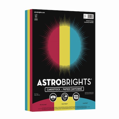 Astrobrights Color Cardstock -inPrimaryin Assortment, 65lb Cover Weight, 8.5x11, Assorted Primary Colors, 150PK 91048