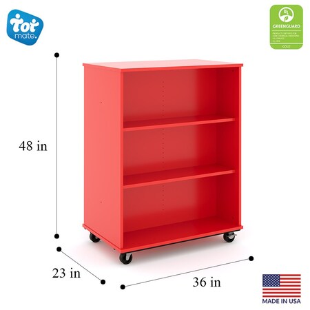 Tot Mate Mobile Wood Cabinet, Red, 36 in W x 36 in L x 48 in H x 23 in D TMM614A.M0C85