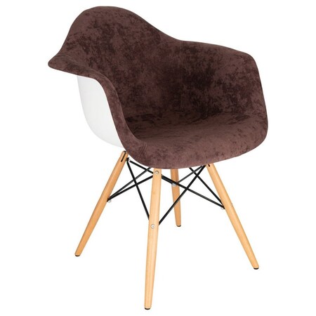 Leisuremod Willow Velvet Eiffel Wooden Base Accent Chair, Coffee Brown W24VBR