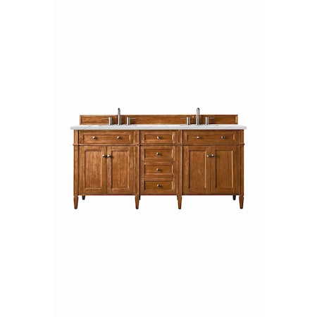 James Martin Vanities Brittany 72'' D Vanity, Saddle Brown w/ Ethereal Noctis Silestone Top w/FreePower Wireless Charger 650-V72-SBR-FENC