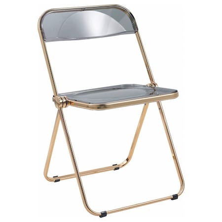 Leisuremod Lawrence Acrylic Folding Chair with Gold Metal Frame, Transparent Black LFG19TBL
