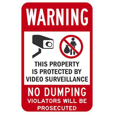 Lyle Warning This Property is Protected by Video Surveillance, 12x18, Engineer Grade, White G-3220-EG_12x18